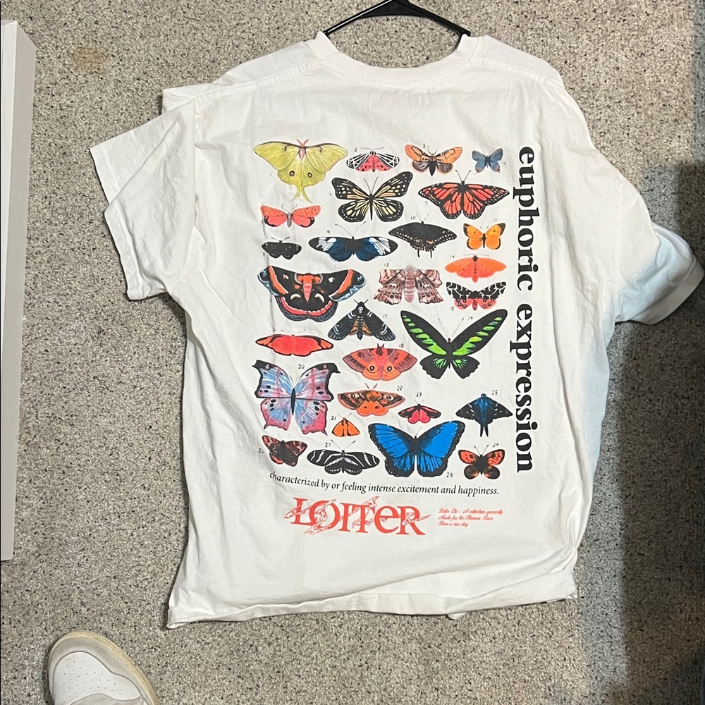 White Euphoric Expression Butterfly Graphic Tee